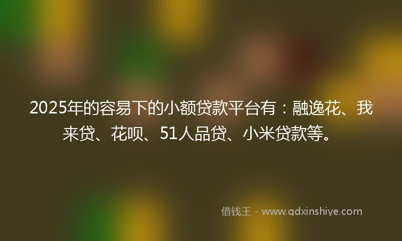 2025年的容易下的小额贷款平台有：融逸花、我来贷、花呗、51人品贷、小米贷款等。