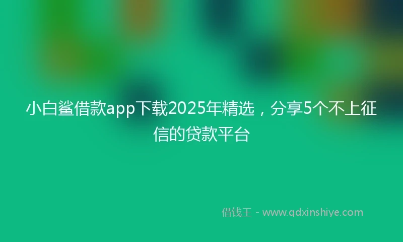 小白鲨借款app下载2025年精选，分享5个不上征信的贷款平台