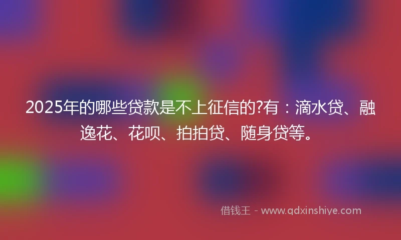 2025年的哪些贷款是不上征信的?有：滴水贷、融逸花、花呗、拍拍贷、随身贷等。