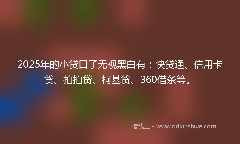2025年的小贷口子无视黑白有：快贷通、信用卡贷、拍拍贷、柯基贷、360借条等。