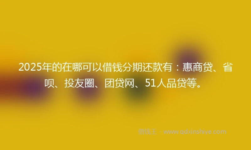 2025年的在哪可以借钱分期还款有：惠商贷、省呗、投友圈、团贷网、51人品贷等。