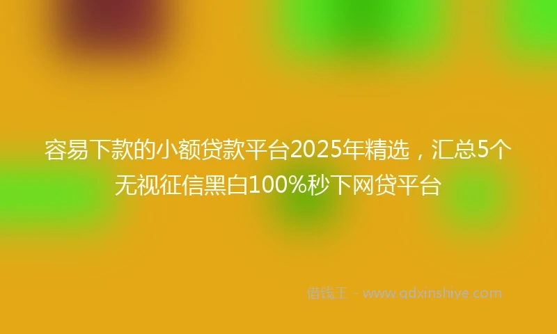 容易下款的小额贷款平台2025年精选，汇总5个无视征信黑白100%秒下网贷平台