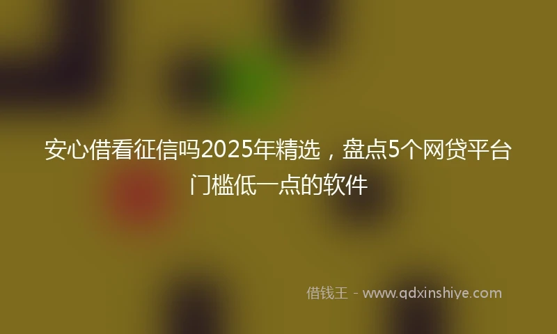 安心借看征信吗2025年精选，盘点5个网贷平台门槛低一点的软件