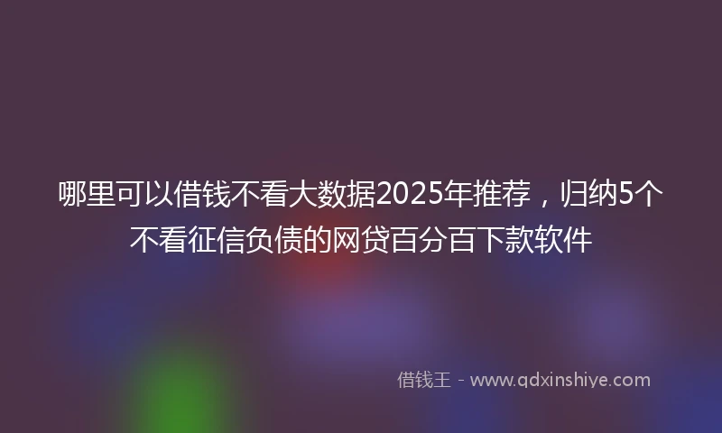 哪里可以借钱不看大数据2025年推荐，归纳5个不看征信负债的网贷百分百下款软件
