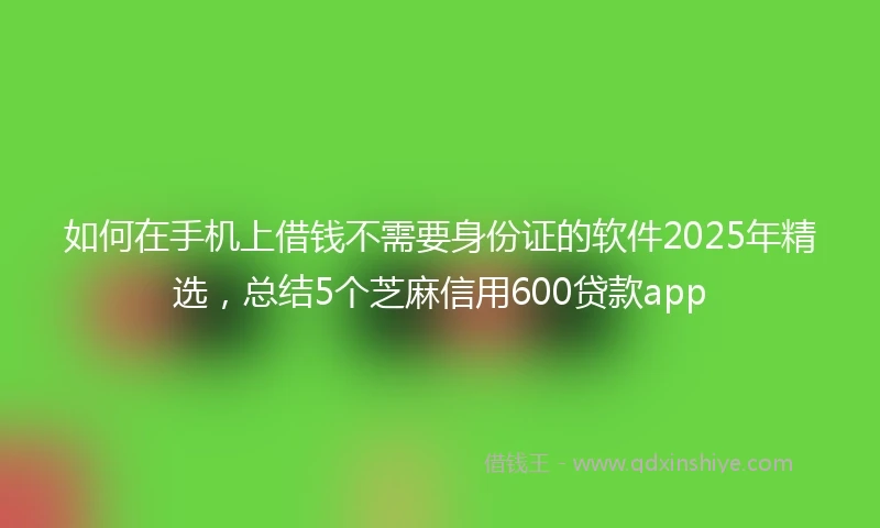 如何在手机上借钱不需要身份证的软件2025年精选，总结5个芝麻信用600贷款app