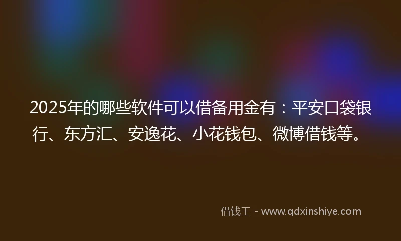 2025年的哪些软件可以借备用金有：平安口袋银行、东方汇、安逸花、小花钱包、微博借钱等。