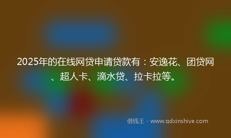 2025年的在线网贷申请贷款有：安逸花、团贷网、超人卡、滴水贷、拉卡拉等。