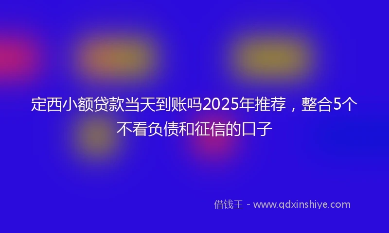 定西小额贷款当天到账吗2025年推荐，整合5个不看负债和征信的口子