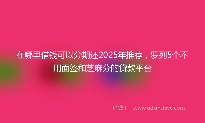 在哪里借钱可以分期还2025年推荐，罗列5个不用面签和芝麻分的贷款平台