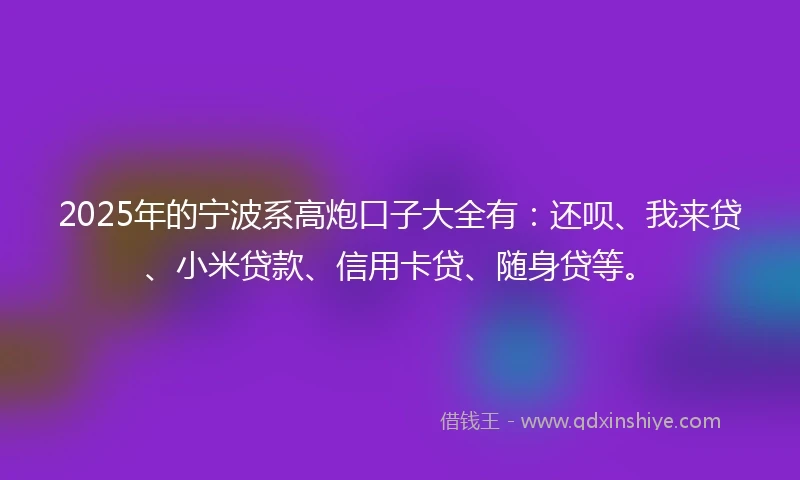 2025年的宁波系高炮口子大全有：还呗、我来贷、小米贷款、信用卡贷、随身贷等。