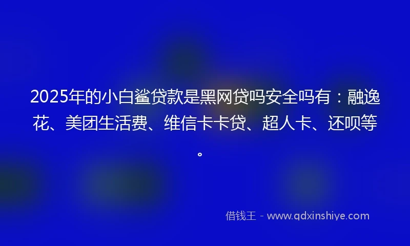 2025年的小白鲨贷款是黑网贷吗安全吗有：融逸花、美团生活费、维信卡卡贷、超人卡、还呗等。