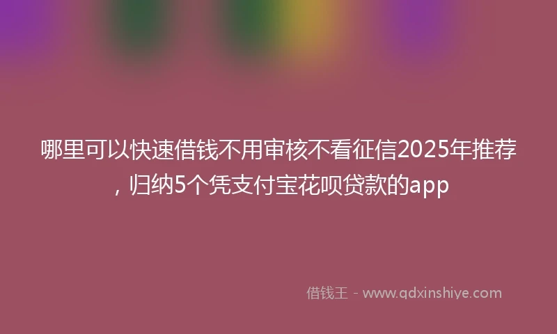哪里可以快速借钱不用审核不看征信2025年推荐，归纳5个凭支付宝花呗贷款的app