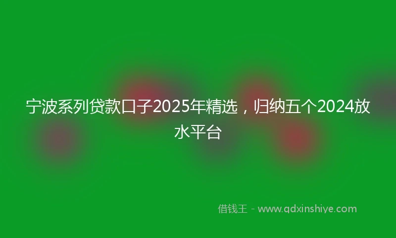 宁波系列贷款口子2025年精选，归纳五个2024放水平台