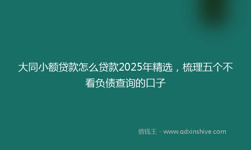 大同小额贷款怎么贷款2025年精选，梳理五个不看负债查询的口子