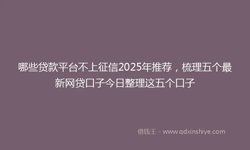 哪些贷款平台不上征信2025年推荐，梳理五个最新网贷口子今日整理这五个口子