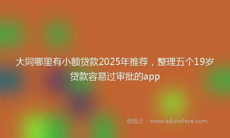 大同哪里有小额贷款2025年推荐，整理五个19岁贷款容易过审批的app