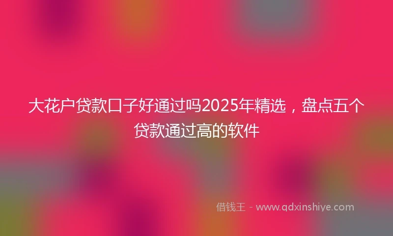 大花户贷款口子好通过吗2025年精选，盘点五个贷款通过高的软件