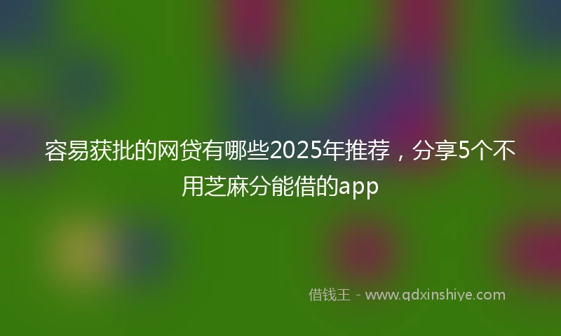 容易获批的网贷有哪些2025年推荐，分享5个不用芝麻分能借的app