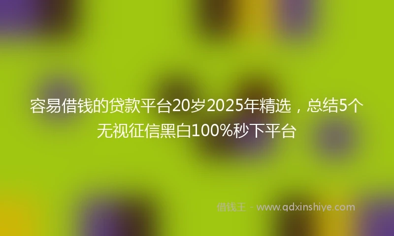 容易借钱的贷款平台20岁2025年精选，总结5个无视征信黑白100%秒下平台