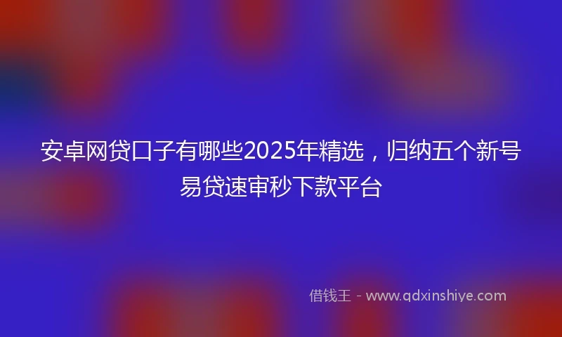 安卓网贷口子有哪些2025年精选，归纳五个新号易贷速审秒下款平台