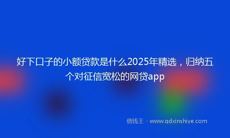 好下口子的小额贷款是什么2025年精选，归纳五个对征信宽松的网贷app