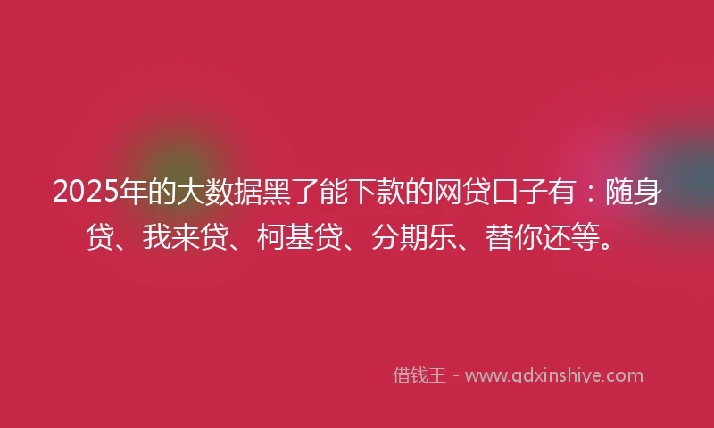 2025年的大数据黑了能下款的网贷口子有：随身贷、我来贷、柯基贷、分期乐、替你还等。