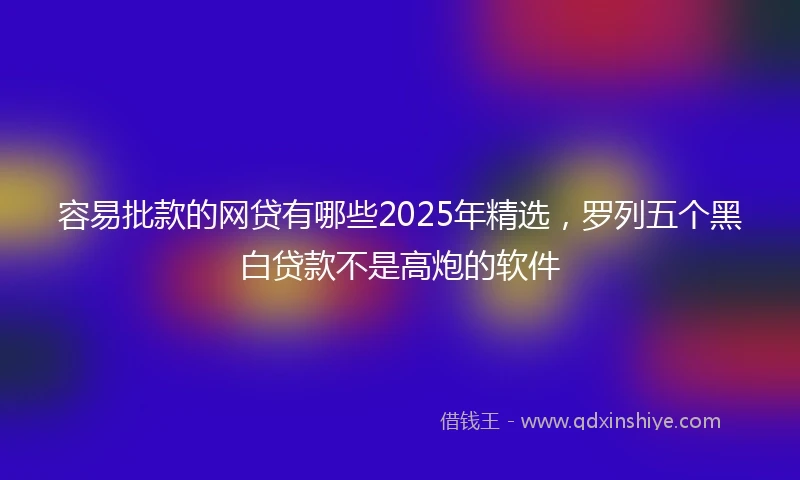 容易批款的网贷有哪些2025年精选，罗列五个黑白贷款不是高炮的软件