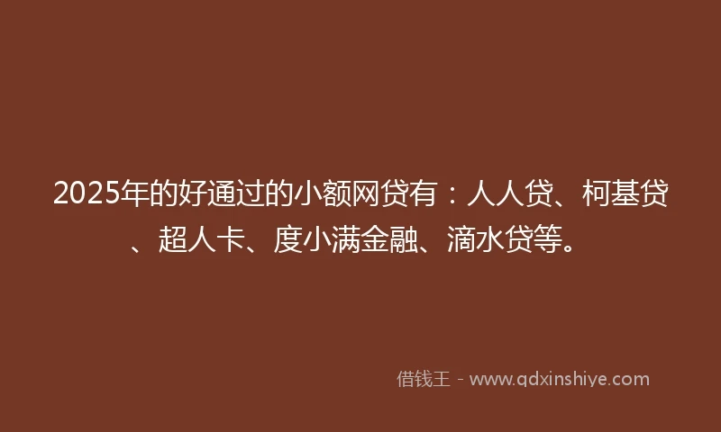 2025年的好通过的小额网贷有：人人贷、柯基贷、超人卡、度小满金融、滴水贷等。