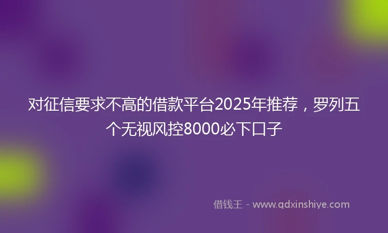 对征信要求不高的借款平台2025年推荐，罗列五个无视风控8000必下口子