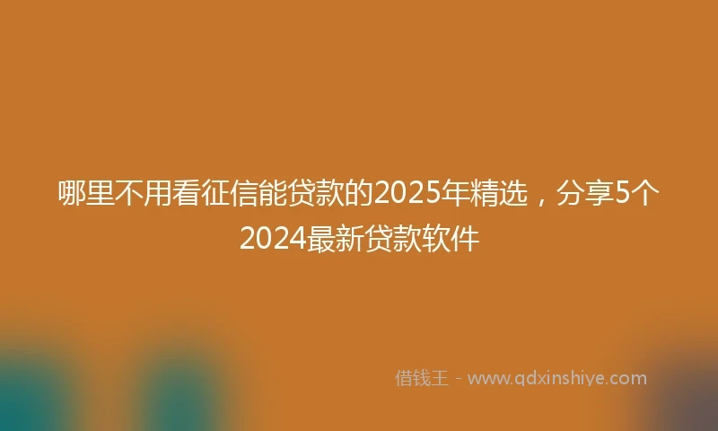 哪里不用看征信能贷款的2025年精选，分享5个2024最新贷款软件