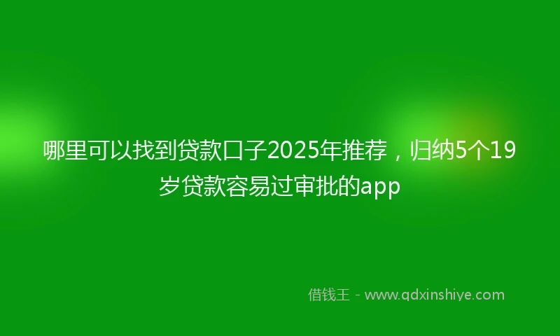 哪里可以找到贷款口子2025年推荐，归纳5个19岁贷款容易过审批的app