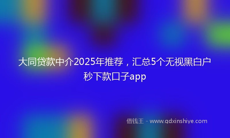 大同贷款中介2025年推荐，汇总5个无视黑白户秒下款口子app