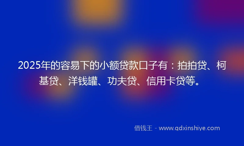 2025年的容易下的小额贷款口子有：拍拍贷、柯基贷、洋钱罐、功夫贷、信用卡贷等。