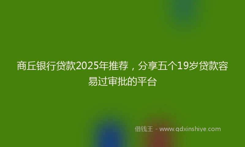 商丘银行贷款2025年推荐，分享五个19岁贷款容易过审批的平台