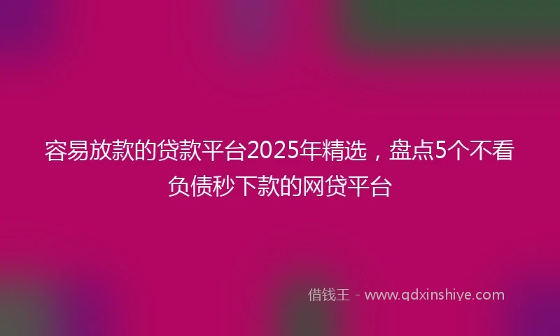 容易放款的贷款平台2025年精选，盘点5个不看负债秒下款的网贷平台