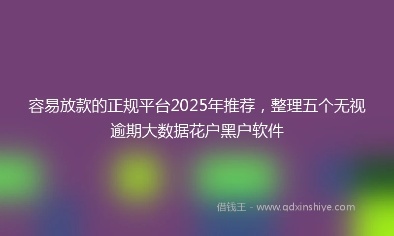 容易放款的正规平台2025年推荐，整理五个无视逾期大数据花户黑户软件