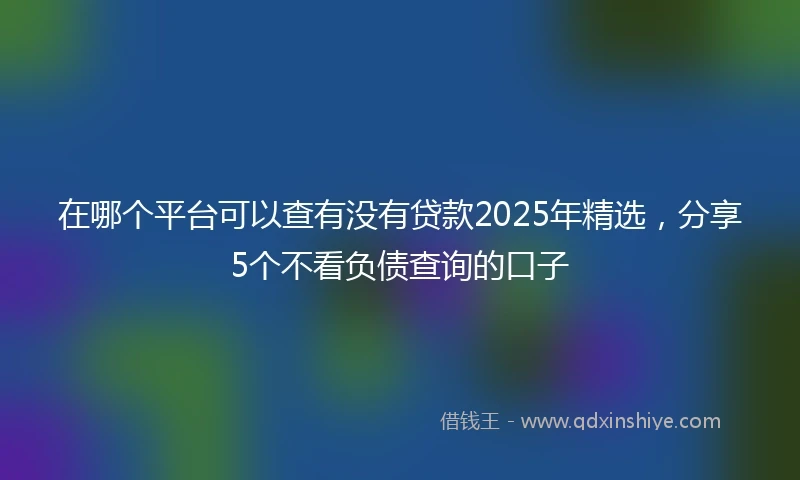 在哪个平台可以查有没有贷款2025年精选，分享5个不看负债查询的口子