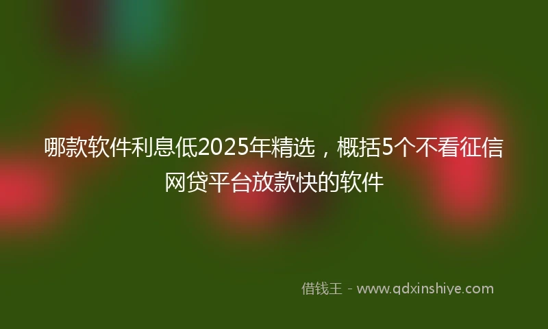 哪款软件利息低2025年精选，概括5个不看征信网贷平台放款快的软件