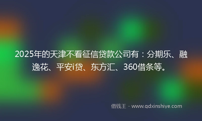 2025年的天津不看征信贷款公司有：分期乐、融逸花、平安i贷、东方汇、360借条等。