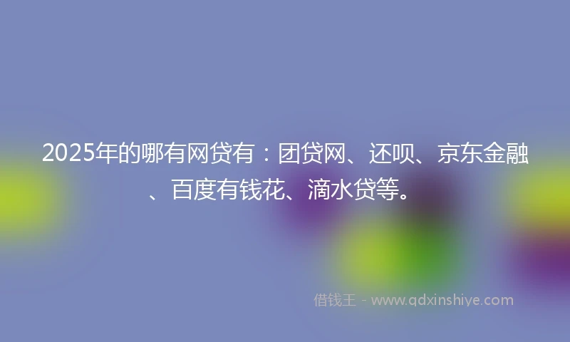 2025年的哪有网贷有：团贷网、还呗、京东金融、百度有钱花、滴水贷等。