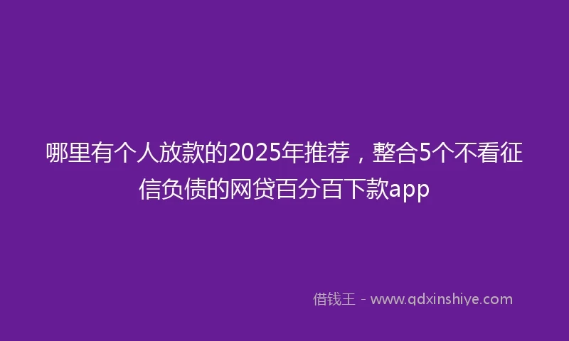 哪里有个人放款的2025年推荐，整合5个不看征信负债的网贷百分百下款app