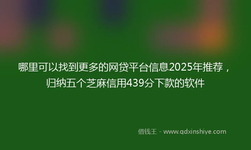 哪里可以找到更多的网贷平台信息2025年推荐，归纳五个芝麻信用439分下款的软件