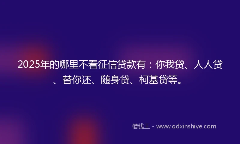 2025年的哪里不看征信贷款有：你我贷、人人贷、替你还、随身贷、柯基贷等。