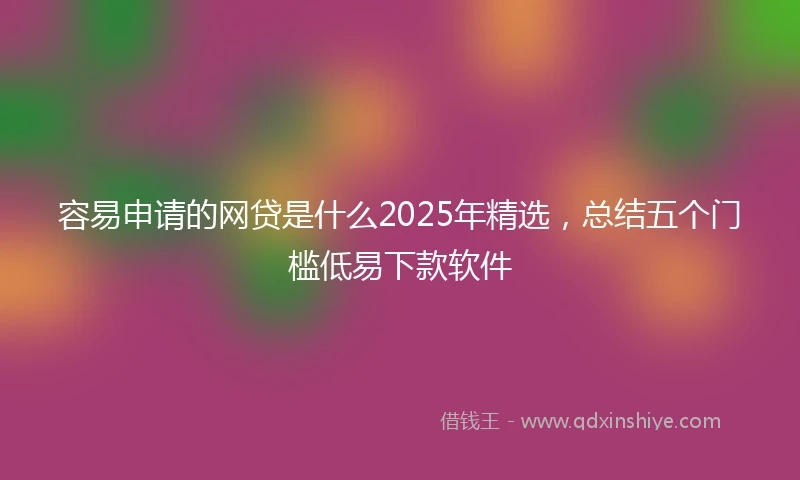 容易申请的网贷是什么2025年精选，总结五个门槛低易下款软件
