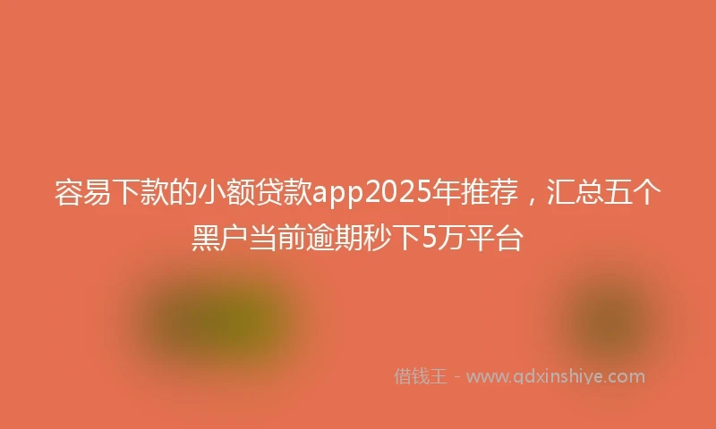 容易下款的小额贷款app2025年推荐，汇总五个黑户当前逾期秒下5万平台