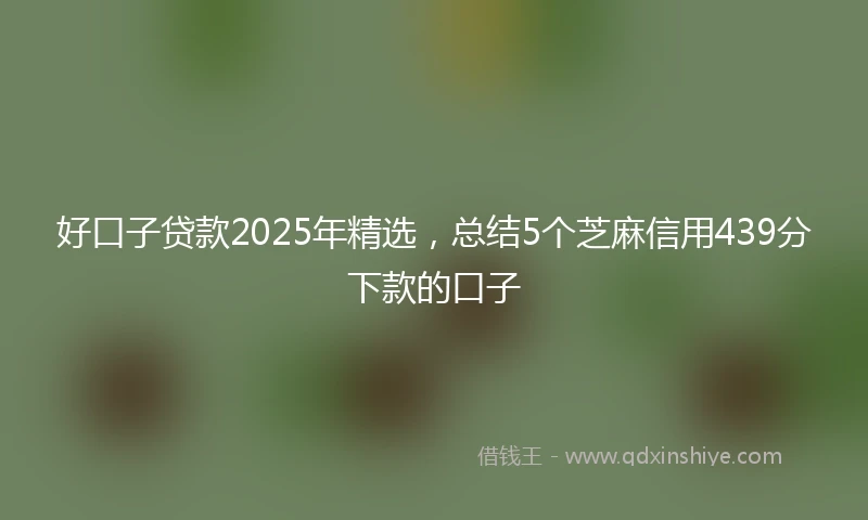 好口子贷款2025年精选，总结5个芝麻信用439分下款的口子