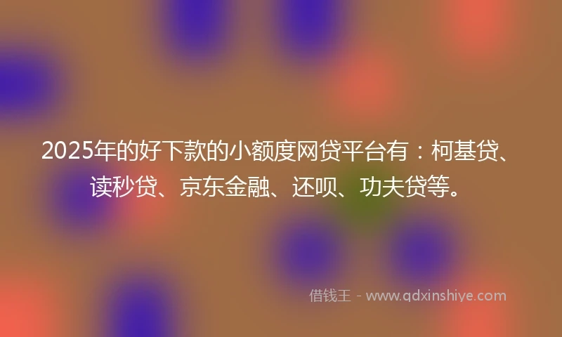 2025年的好下款的小额度网贷平台有：柯基贷、读秒贷、京东金融、还呗、功夫贷等。