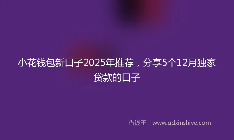 小花钱包新口子2025年推荐，分享5个12月独家贷款的口子
