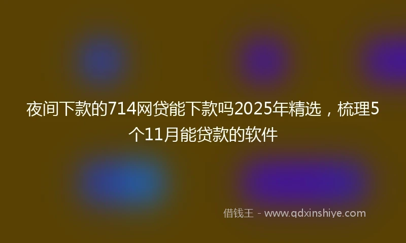 夜间下款的714网贷能下款吗2025年精选，梳理5个11月能贷款的软件