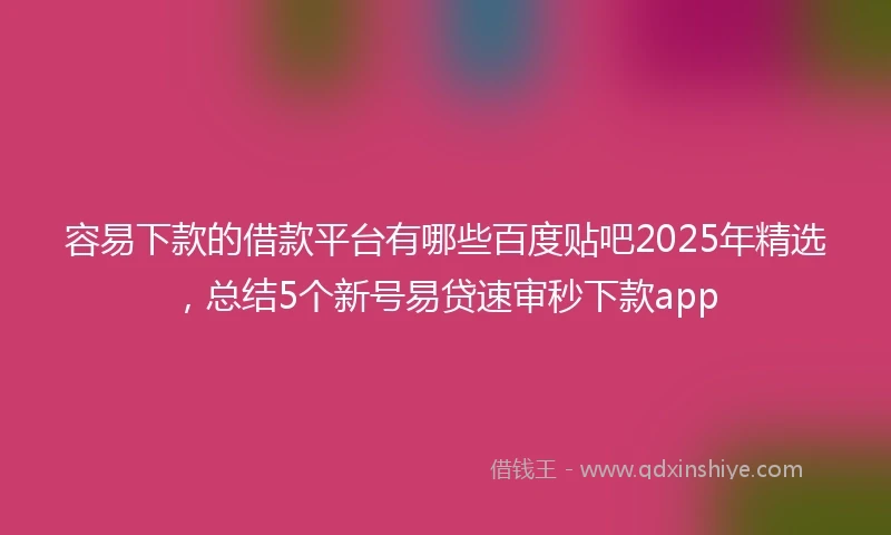 容易下款的借款平台有哪些百度贴吧2025年精选,总结5个新号易贷速审秒下款app